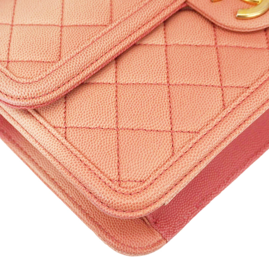 Chanel Sunset On The Sea Flap Caviar Leather Shoulder Bag Coral