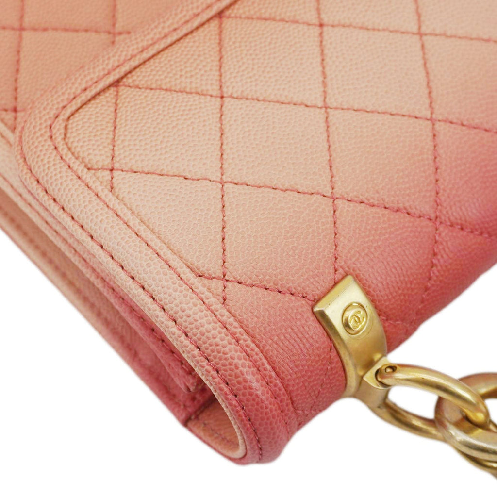 Chanel Sunset On The Sea Flap Caviar Leather Shoulder Bag Coral