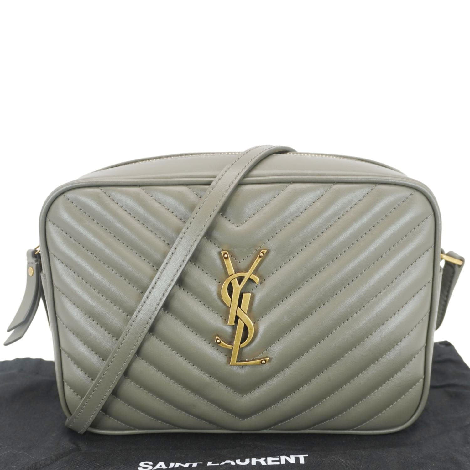 YVES SAINT LAURENT Lou Camera Monogram Leather Shoulder Bag Gray