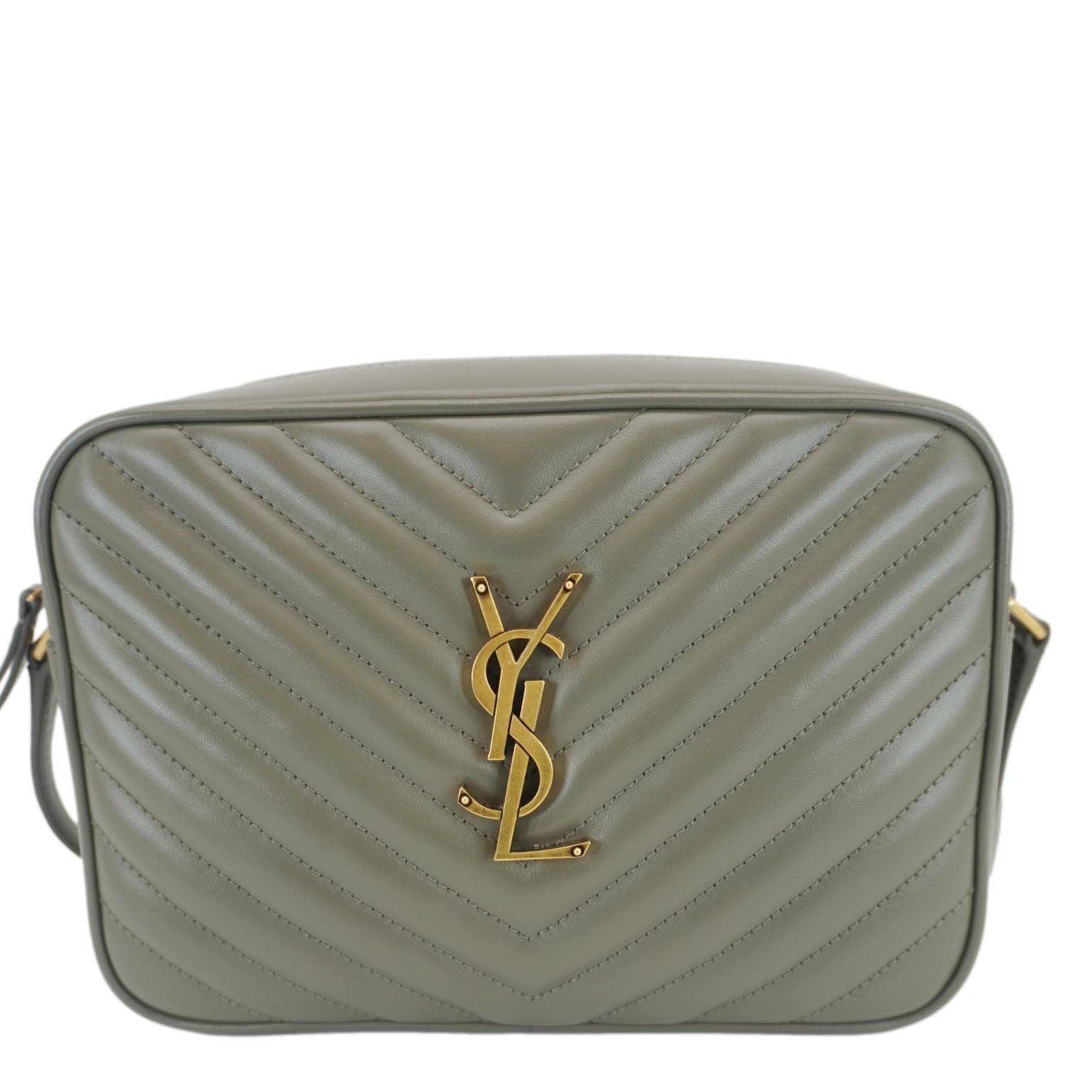YVES SAINT LAURENT Lou Camera Monogram Leather Shoulder Bag Gray