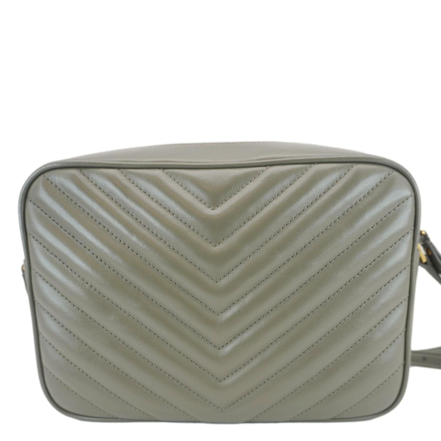 YVES SAINT LAURENT Lou Camera Monogram Leather Shoulder Bag Gray