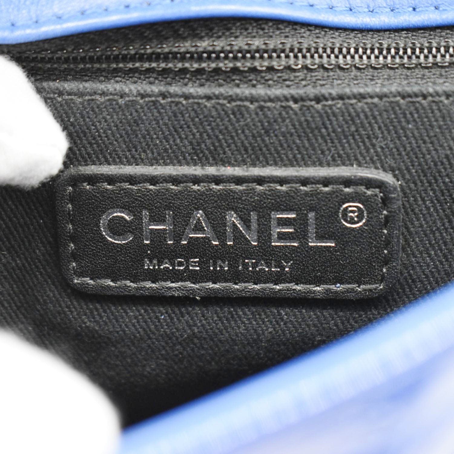Chanel Coco Shine Flap Small Quilted Patent Leather Shoulder Bag Blue