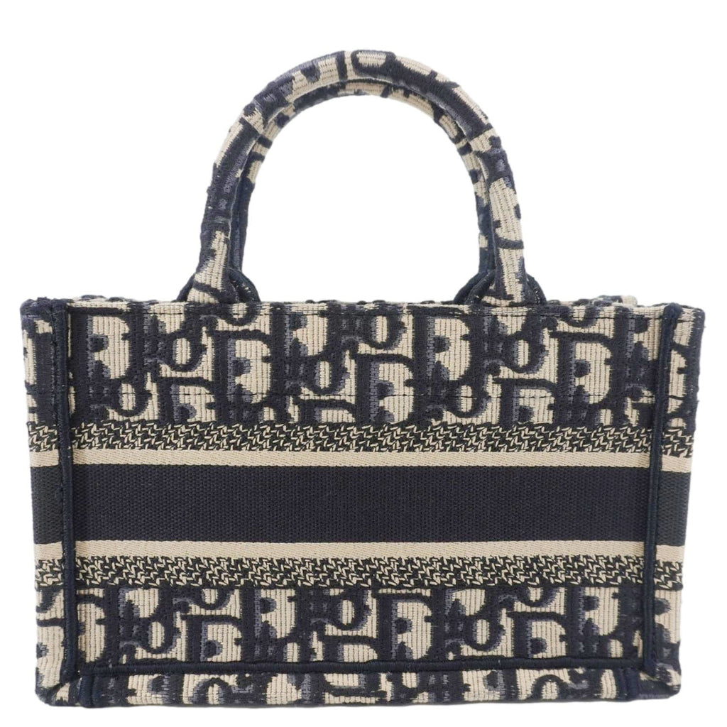 CHRISTIAN DIOR Book Mini Oblique Embroidery Canvas Shoulder Bag Blue