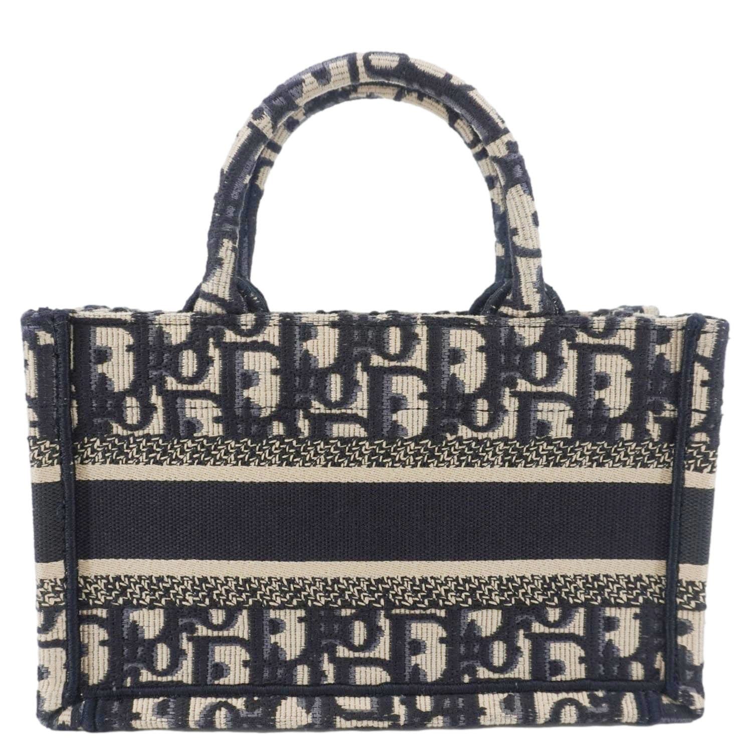 CHRISTIAN DIOR Book Mini Oblique Embroidery Canvas Shoulder Bag Blue