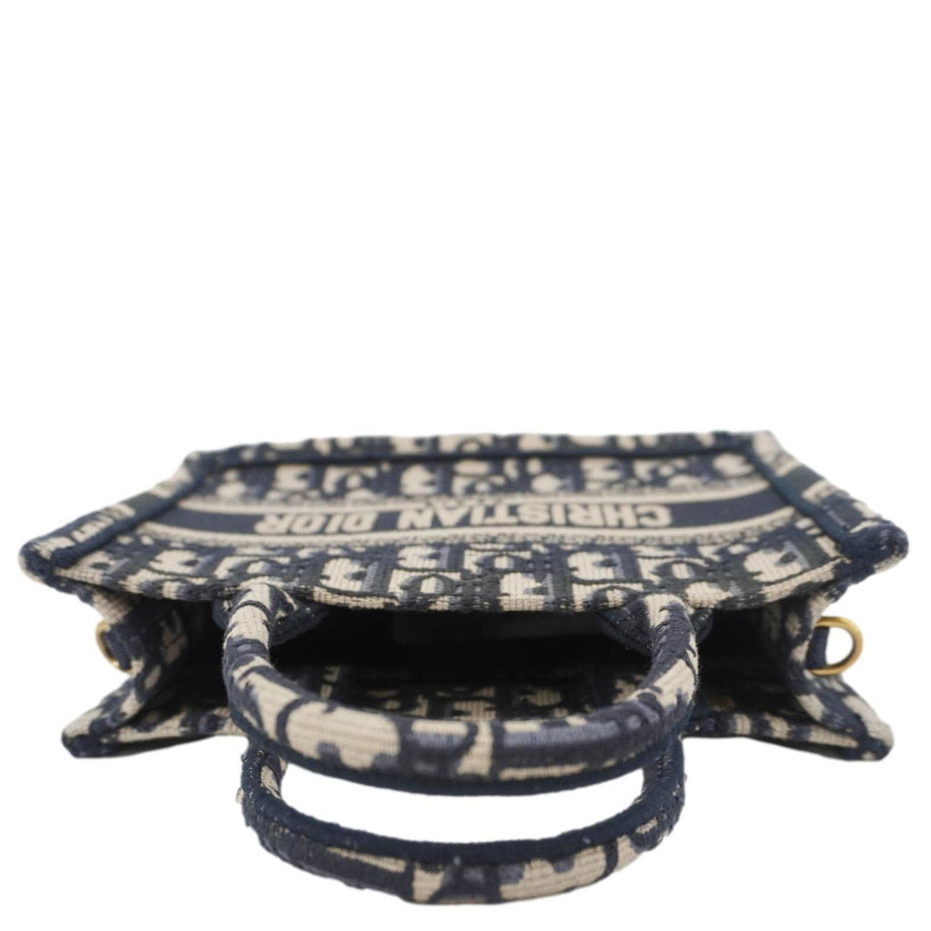 CHRISTIAN DIOR Book Mini Oblique Embroidery Canvas Shoulder Bag Blue