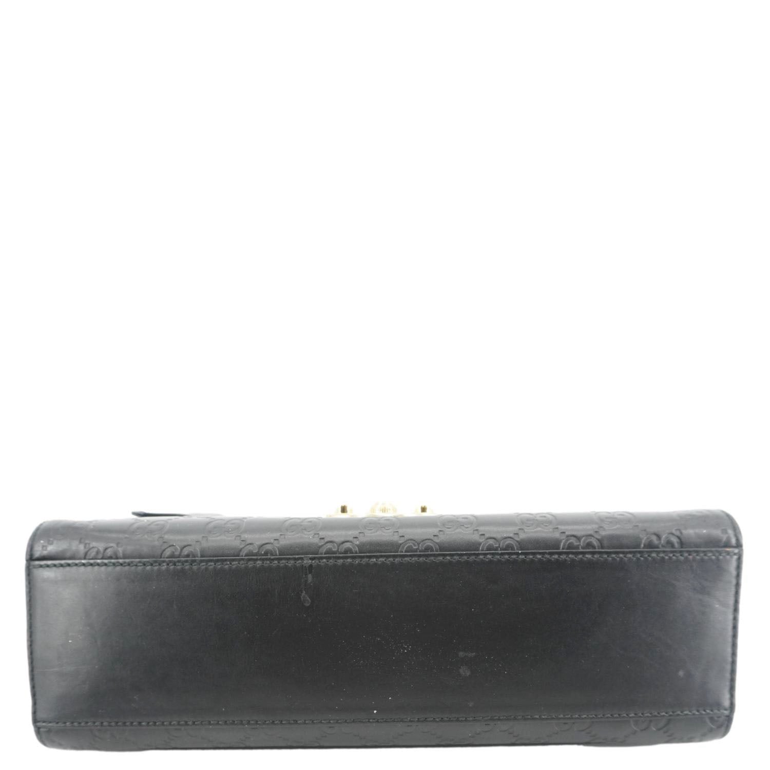 GUCCI Padlock Medium Leather Chain Shoulder Bag Black 409486