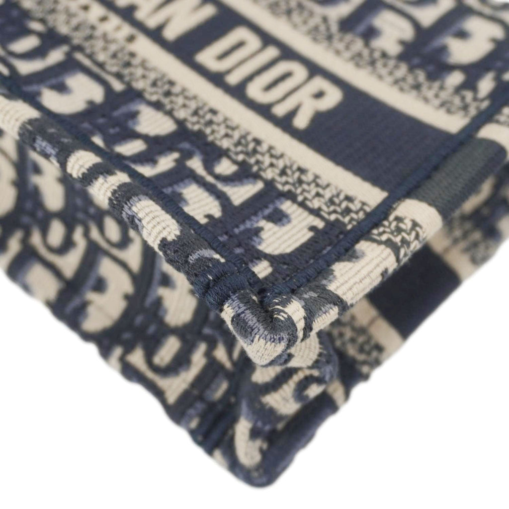 CHRISTIAN DIOR Book Mini Oblique Embroidery Canvas Shoulder Bag Blue