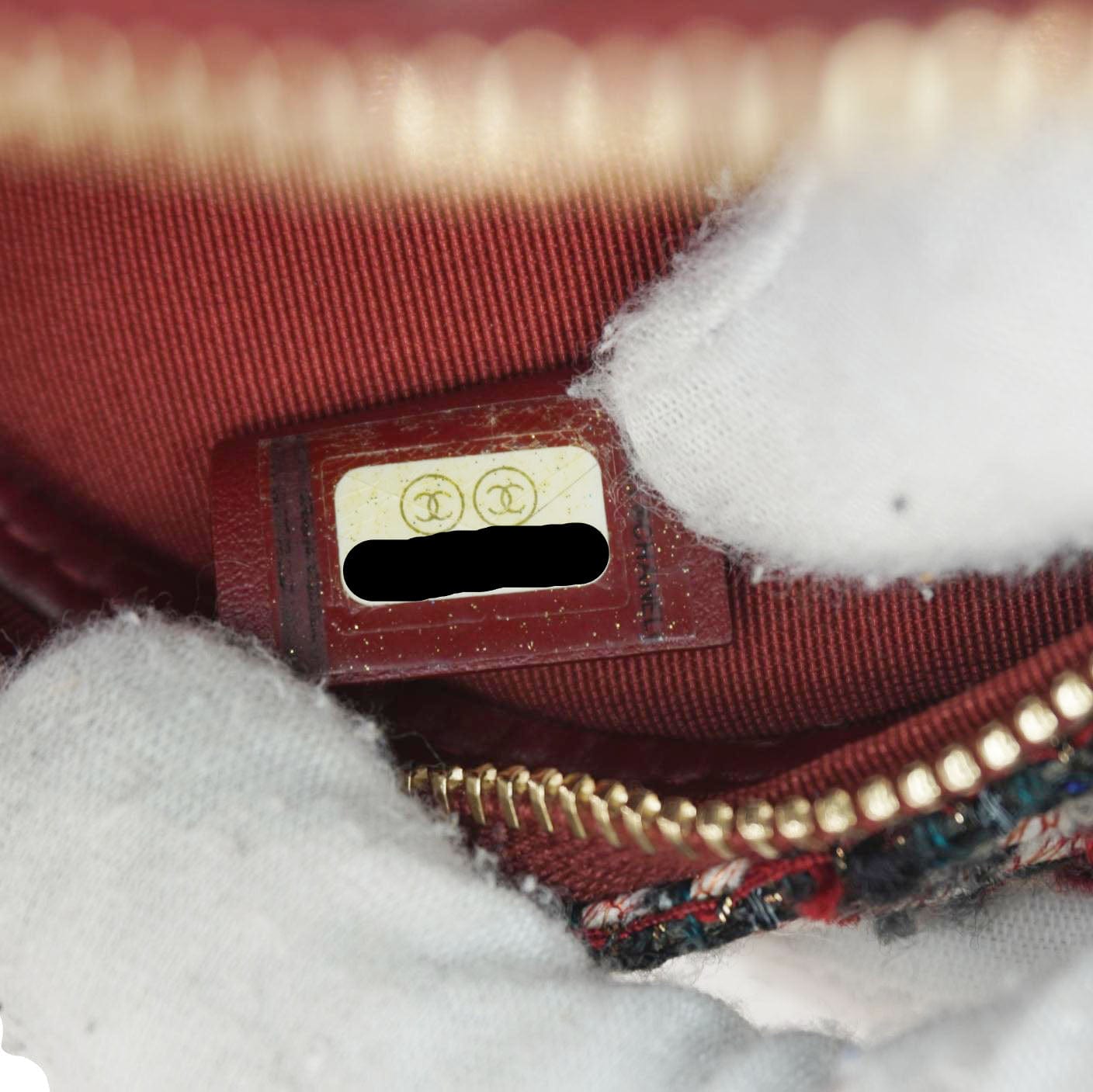 Chanel Round Tweed Chain Clutch Crossbody Bag Red