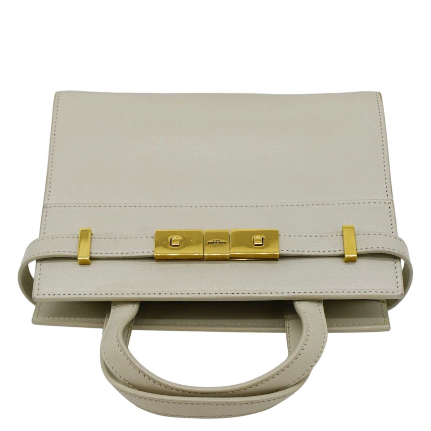 YVES SAINT LAURENT Manhattan Leather Shopper Tote Bag Beige