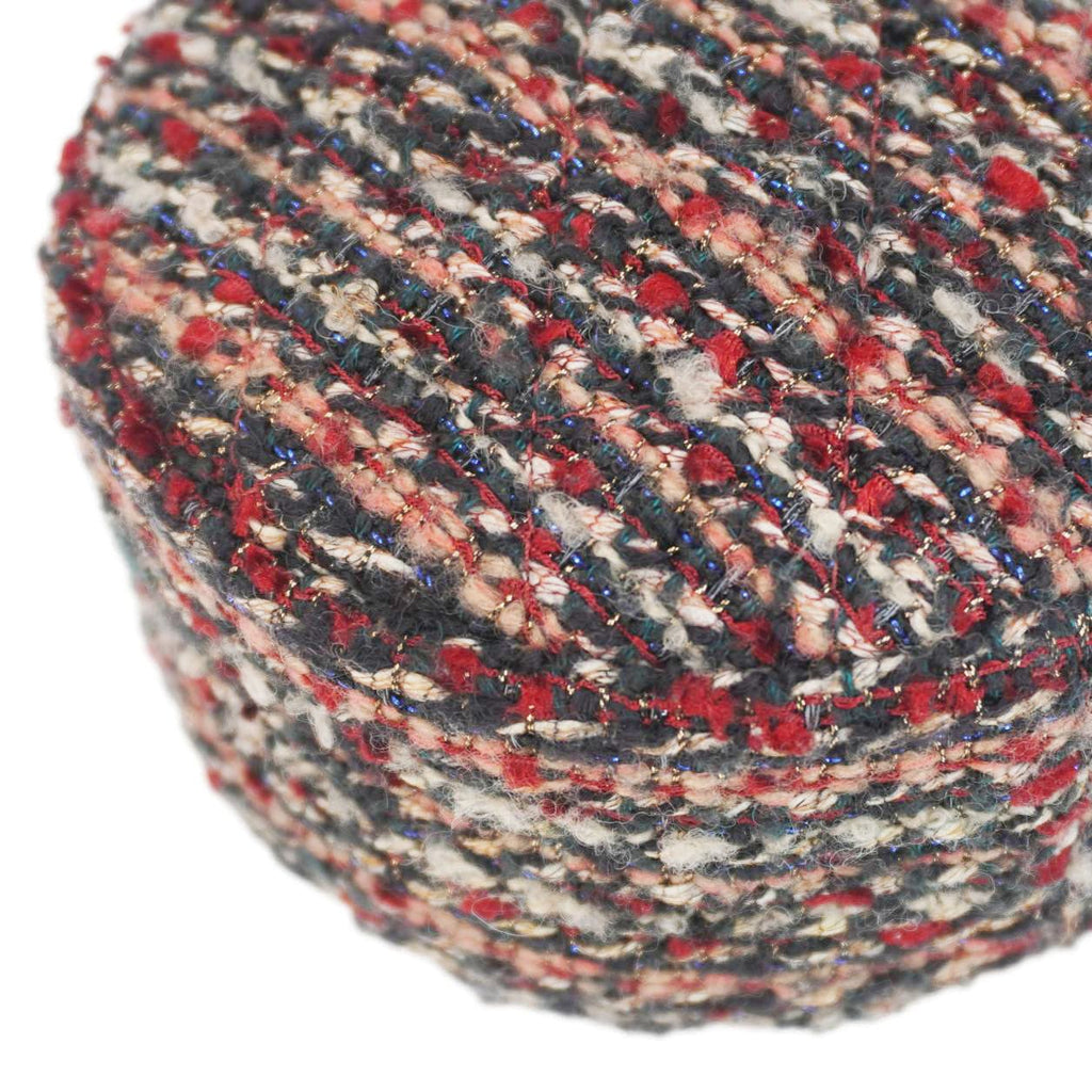 Chanel Round Tweed Chain Clutch Crossbody Bag Red