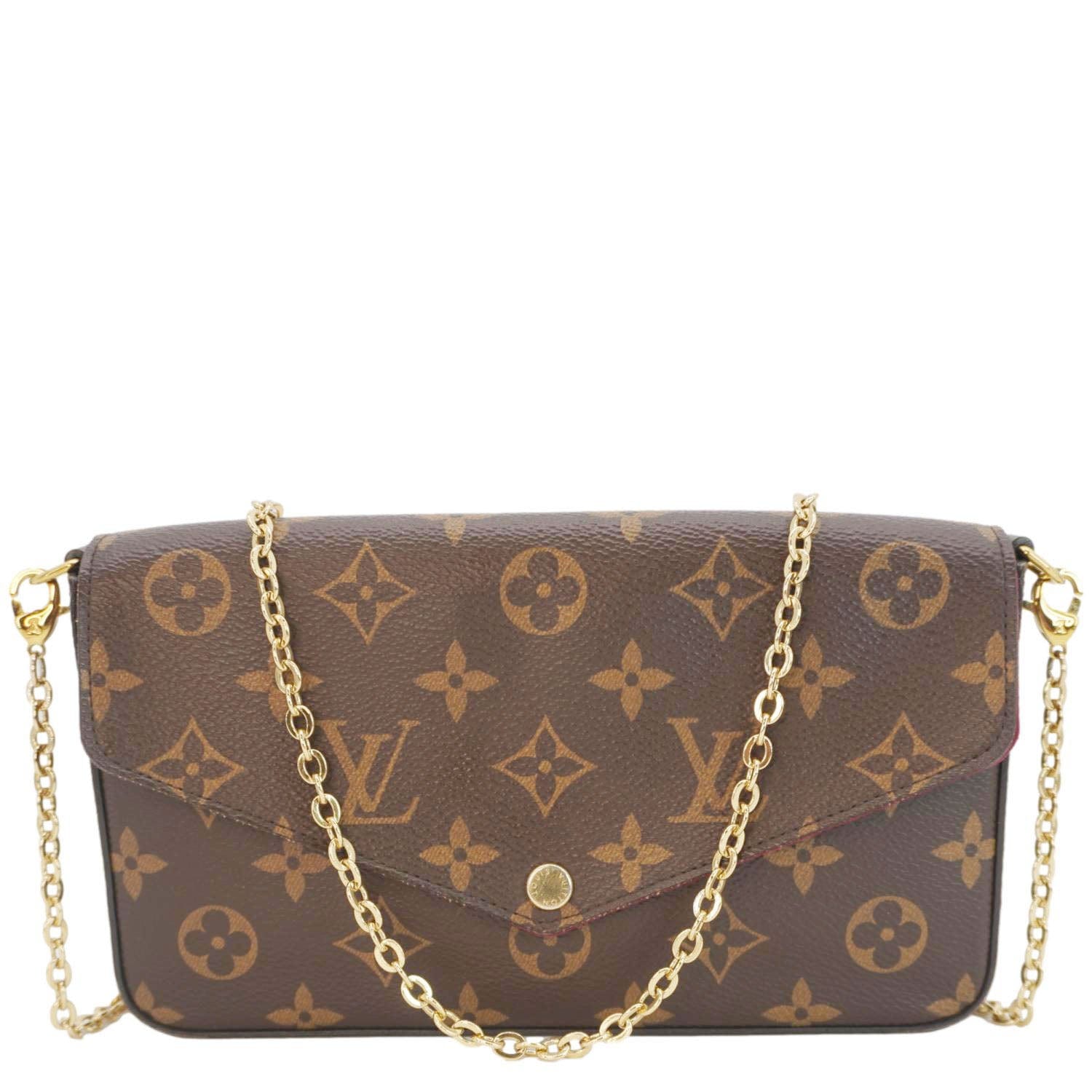 LOUIS VUITTON Felicie Pochette Monogram Canvas Crossbody Bag Brown