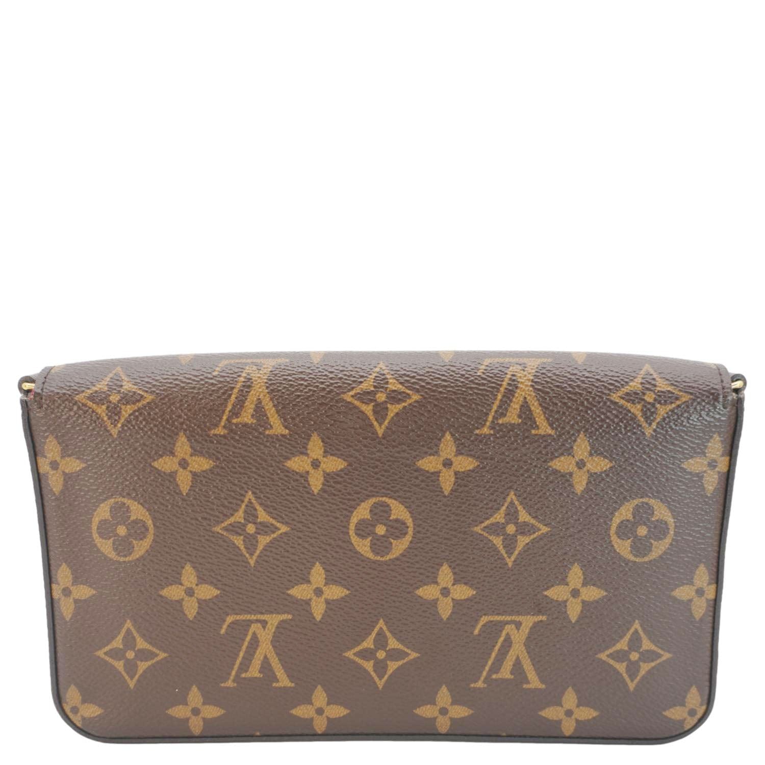 LOUIS VUITTON Felicie Pochette Monogram Canvas Crossbody Bag Brown