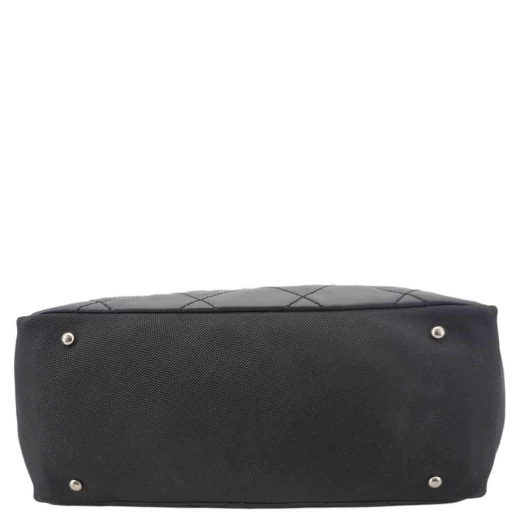 Chanel Paris Biarritz Quilted Coated Canvas Grand Shopping Tote Bag Black