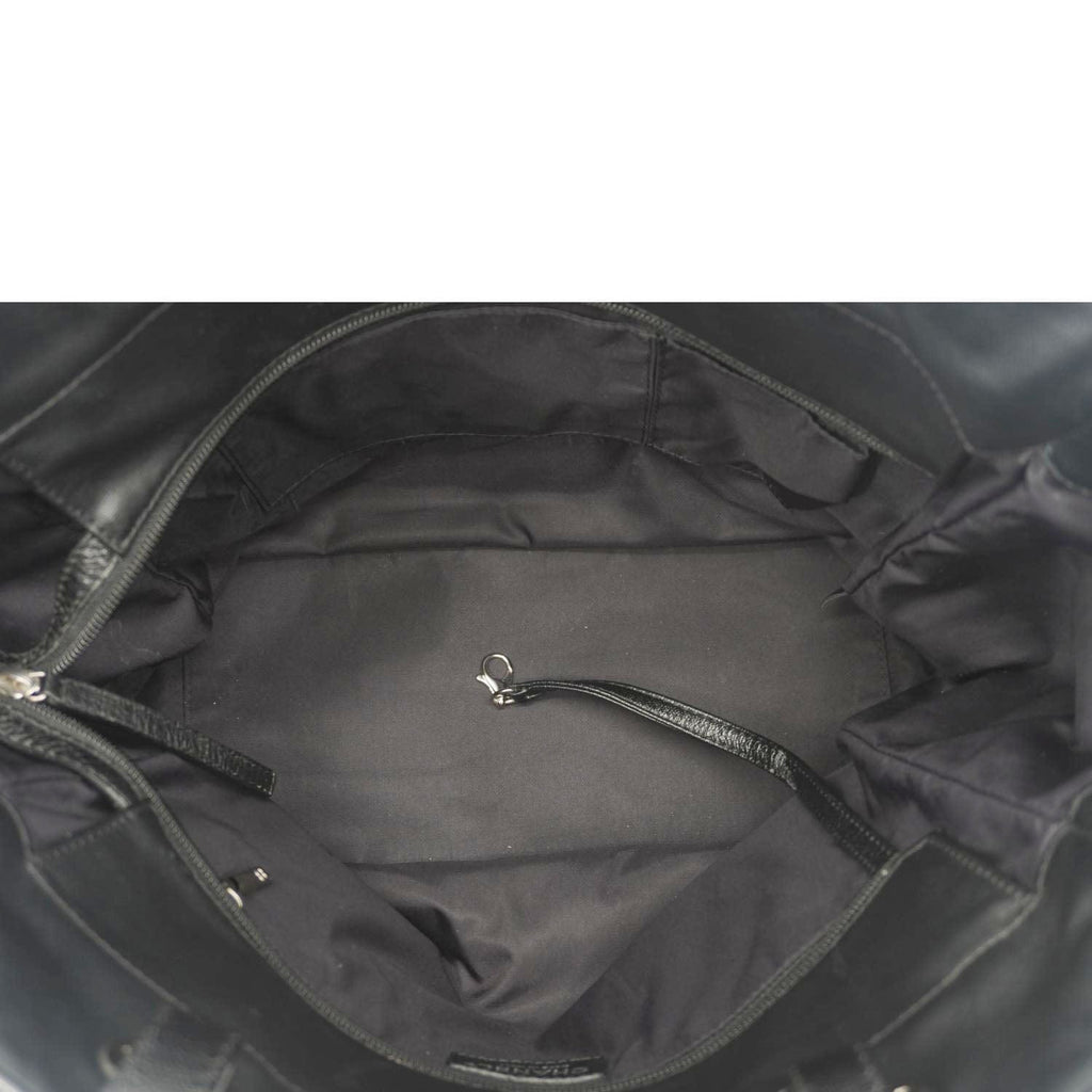 Chanel Paris Biarritz Quilted Coated Canvas Grand Shopping Tote Bag Black