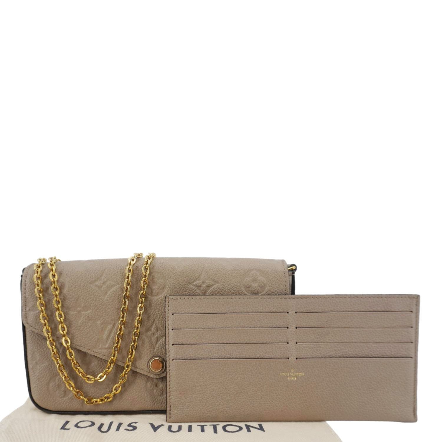 LOUIS VUITTON Felicie Pochette Monogram Empreinte Crossbody Bag Tourterelle Beige