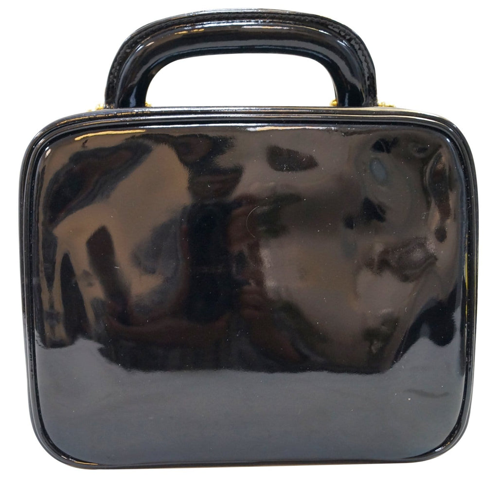 Chanel CC Black Patent Leather 2way Vanity Case Cosmetic Bag