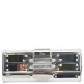 GUCCI Mirror Metallic Patent Leather Clutch Silver