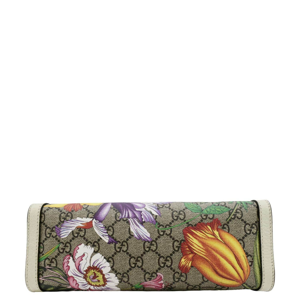 GUCCI Padlock Flora Small Gucci Supreme Canvas Shoulder Bag Beige 498156