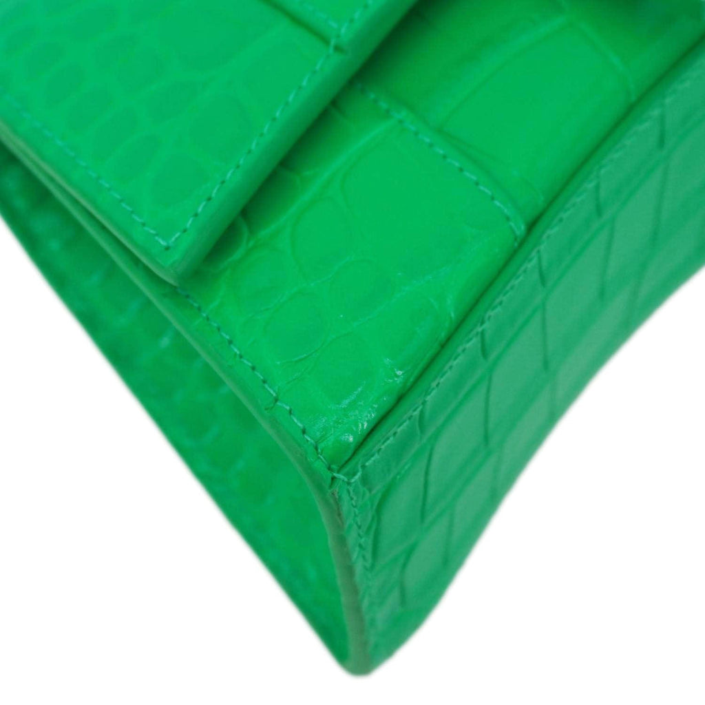 BALENCIAGA Hourglass Leather Tote Crossbody Bag Green