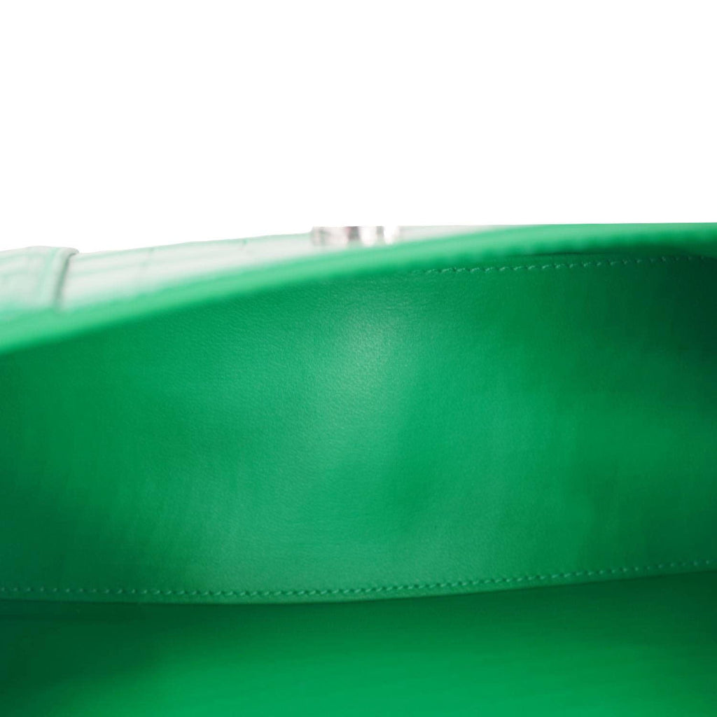 BALENCIAGA Hourglass Leather Tote Crossbody Bag Green