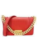 Chanel Boy Flap Lizard Leather Crossbody Bag Red