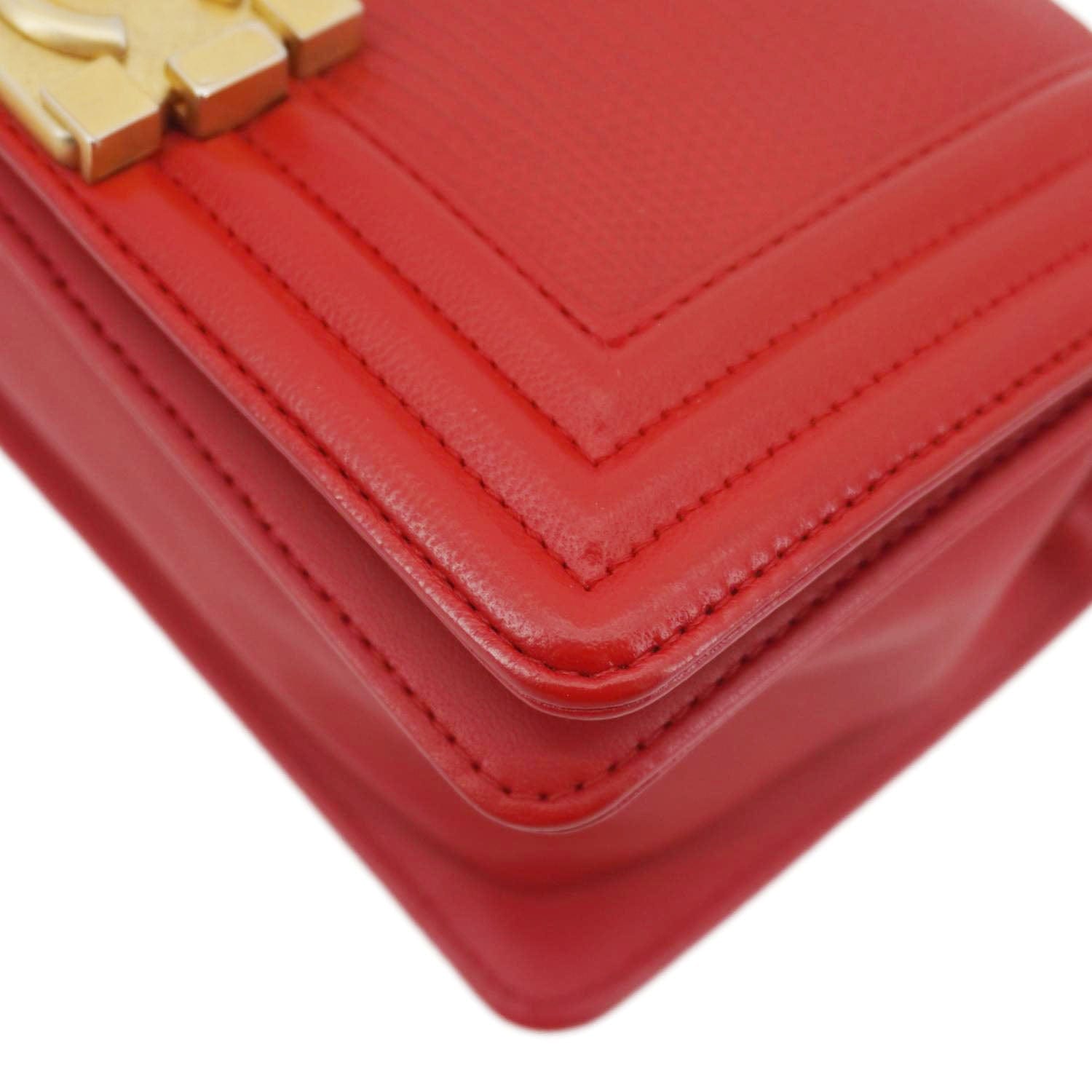 Chanel Boy Flap Lizard Leather Crossbody Bag Red