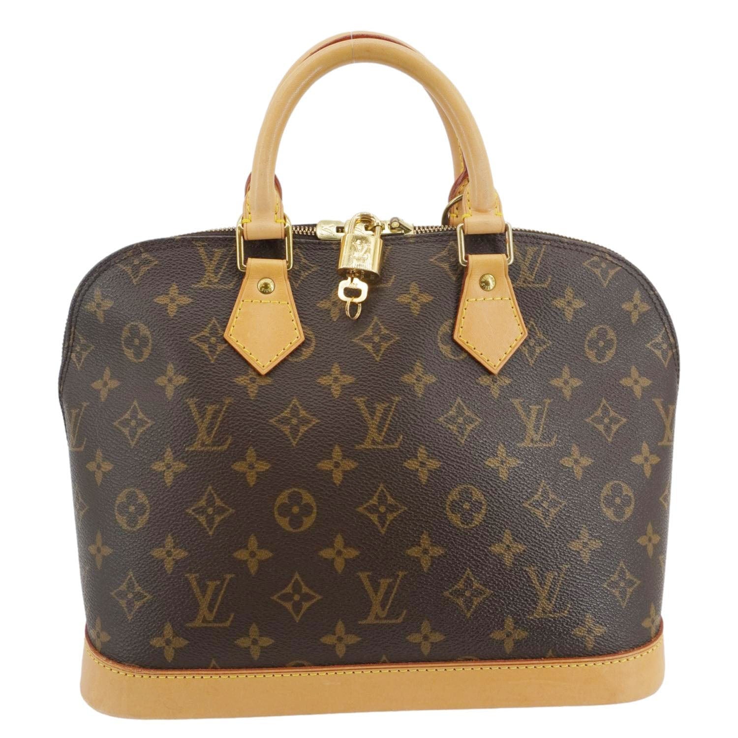 LOUIS VUITTON Alma PM Monogram Canvas Satchel Bag Brown