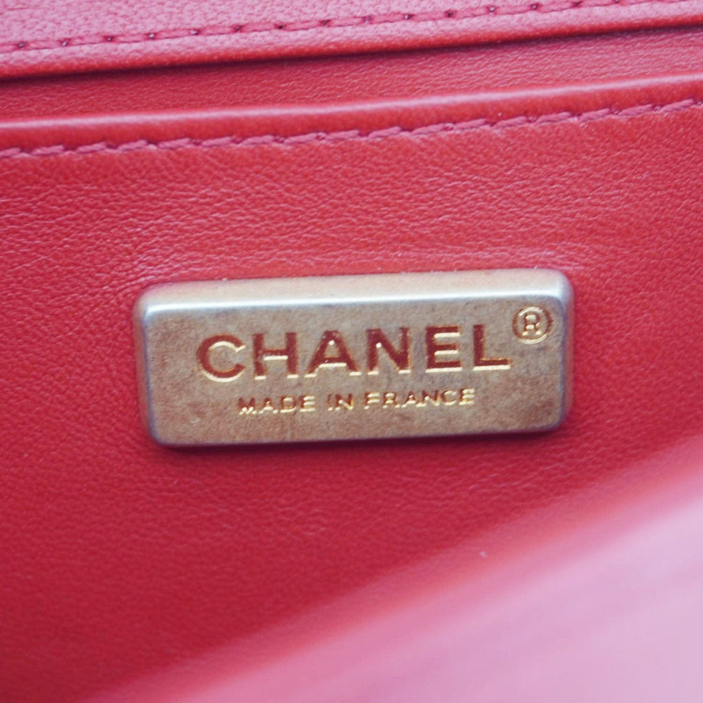 Chanel Boy Flap Lizard Leather Crossbody Bag Red