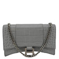 BALENCIAGA Hourglass Leather Chain Wallet Shoulder Bag Gray