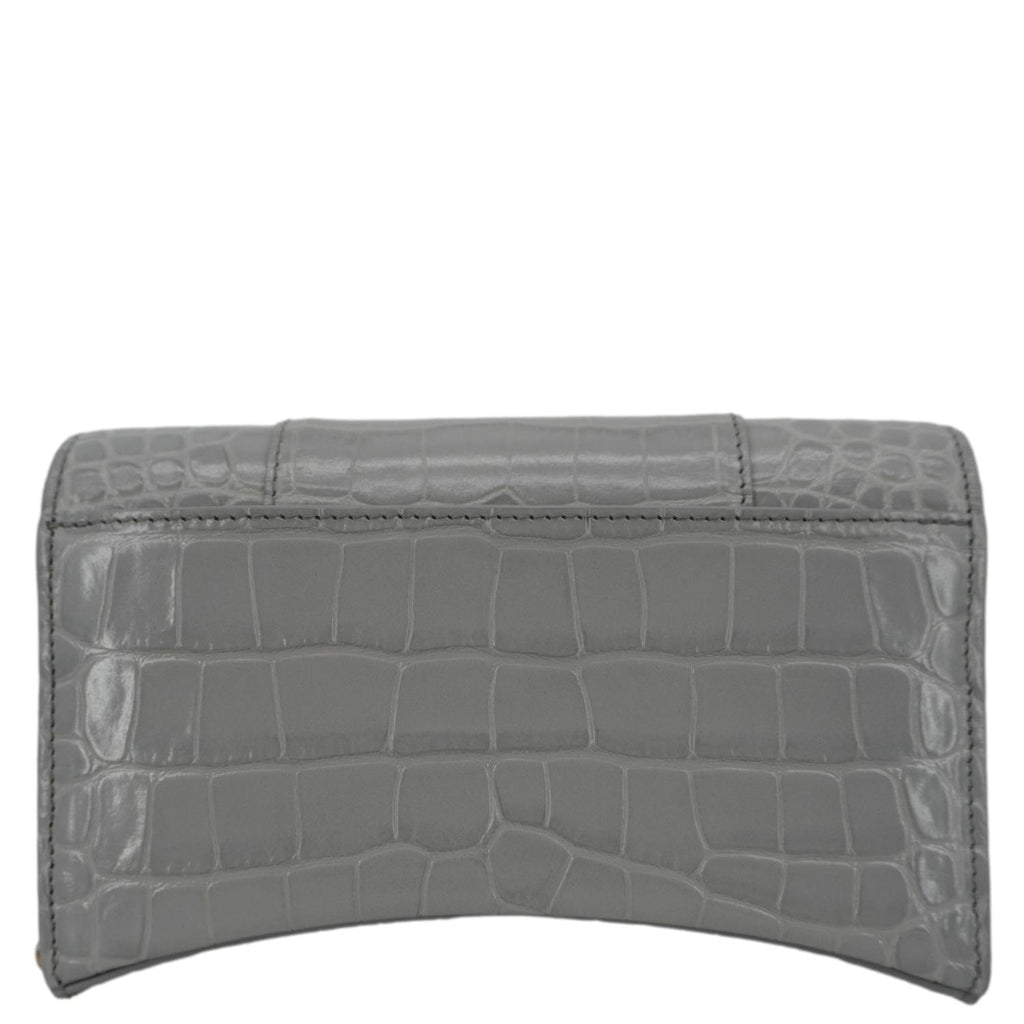 BALENCIAGA Hourglass Leather Chain Wallet Shoulder Bag Gray