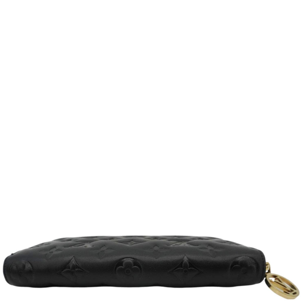 LOUIS VUITTON Coussin Embossed Leather Zippy Wallet Black