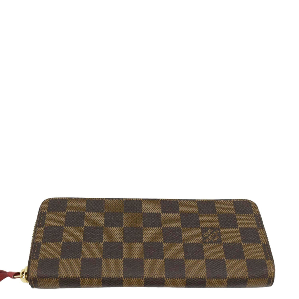 LOUIS VUITTON Clemence Damier Ebene Zippy Wallet Brown