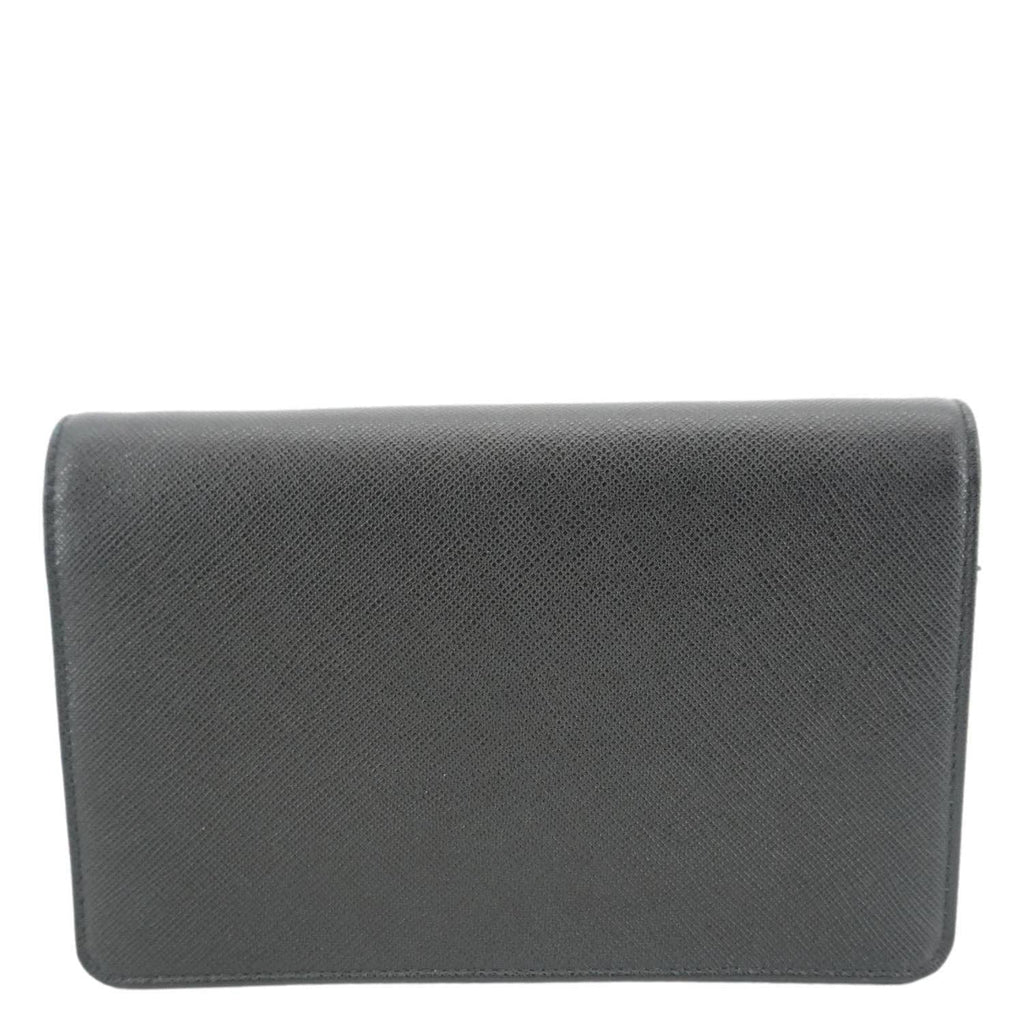 PRADA Saffiano Lux Chain Crossbody Bag Black