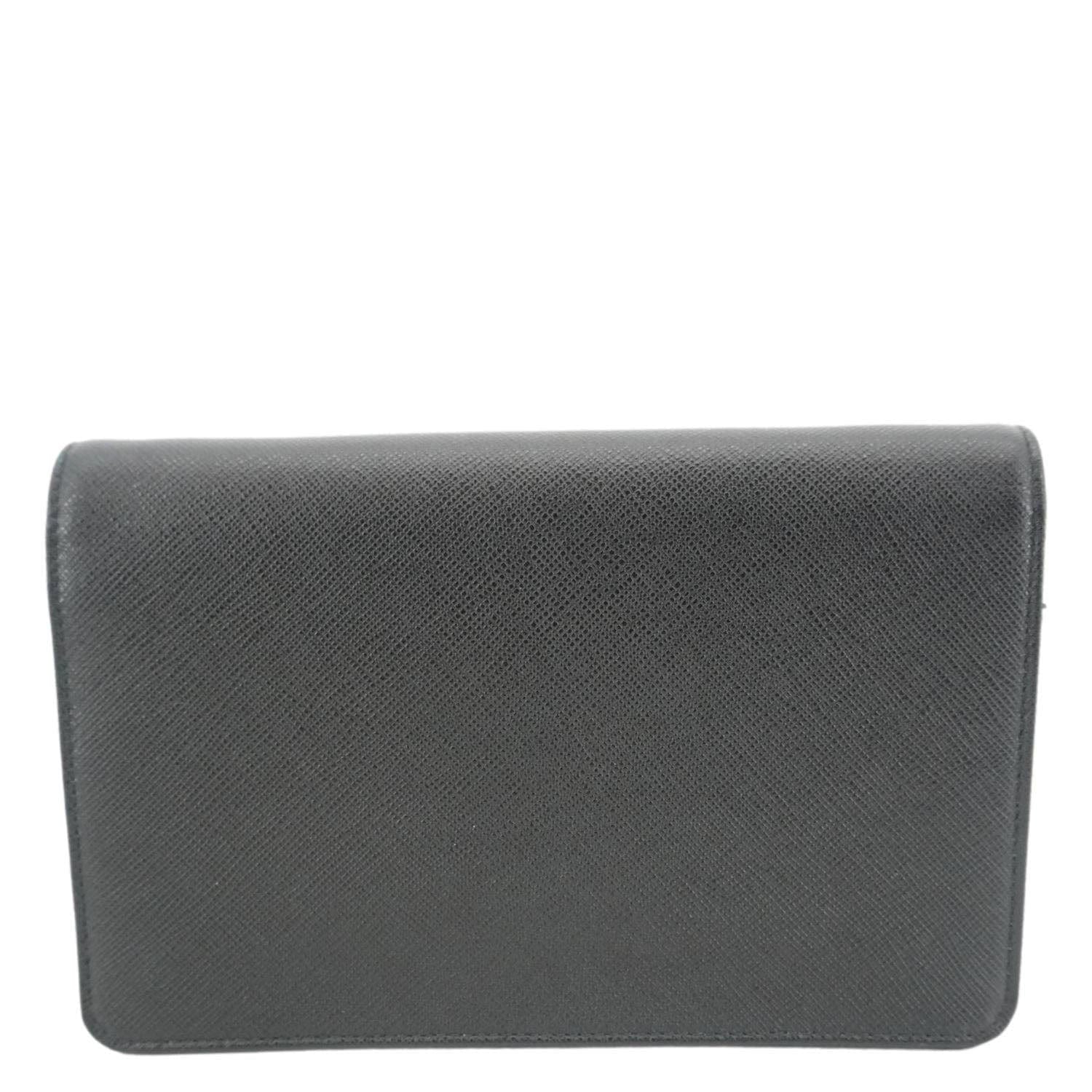 PRADA Saffiano Lux Chain Crossbody Bag Black