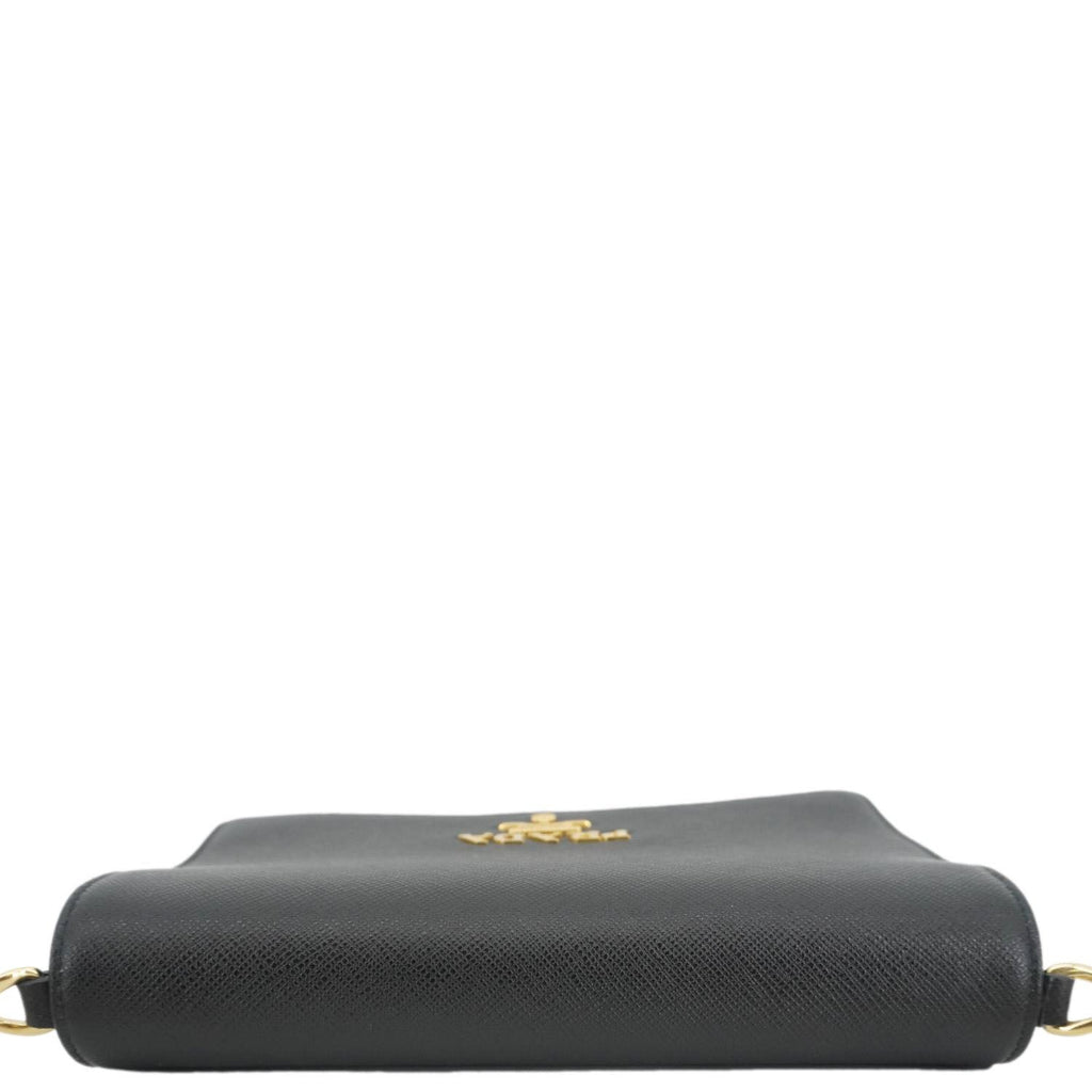 PRADA Saffiano Lux Chain Crossbody Bag Black