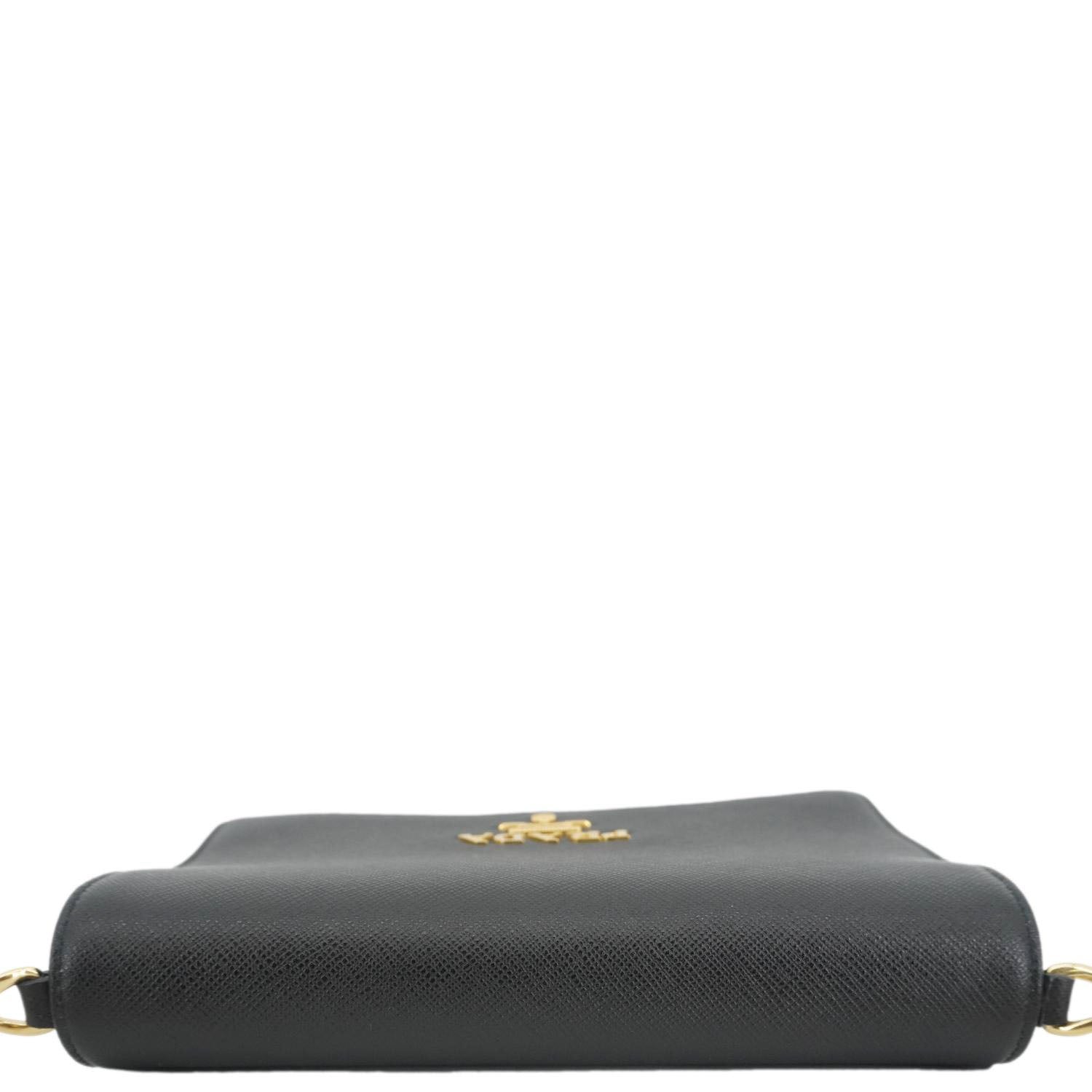 PRADA Saffiano Lux Chain Crossbody Bag Black