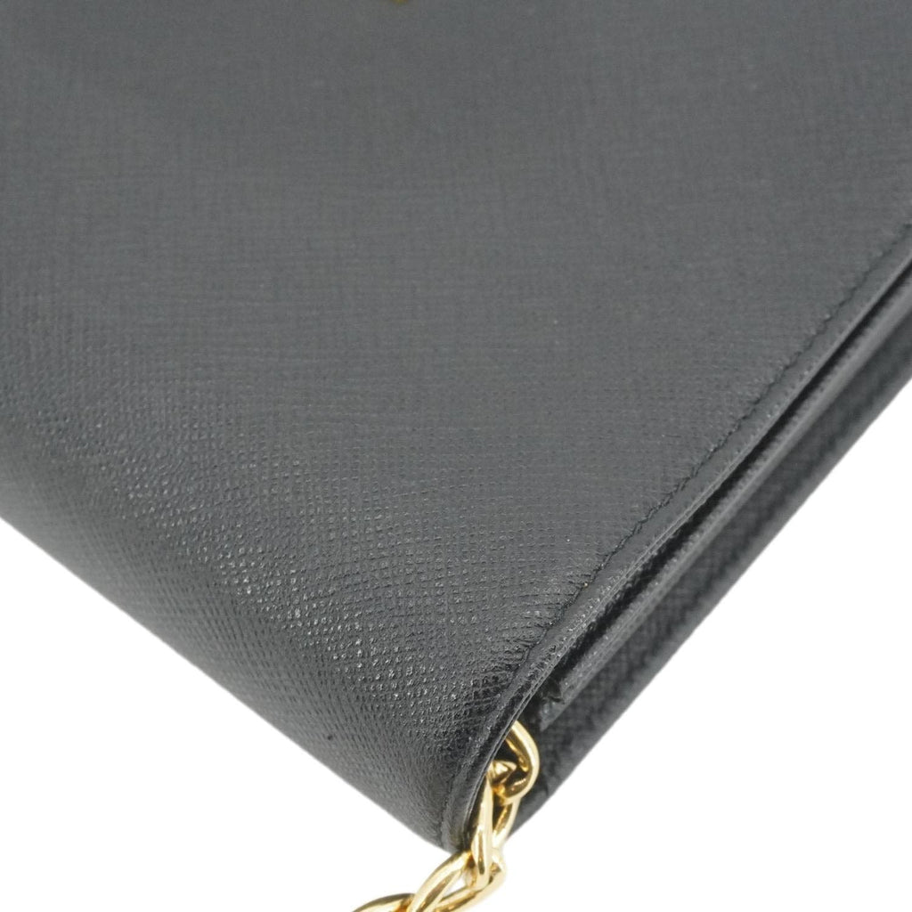 PRADA Saffiano Lux Chain Crossbody Bag Black