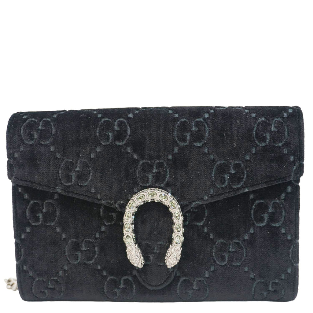 GUCCI Dionysus Mini Gucci Monogram Velvet Crossbody Bag Black 401231