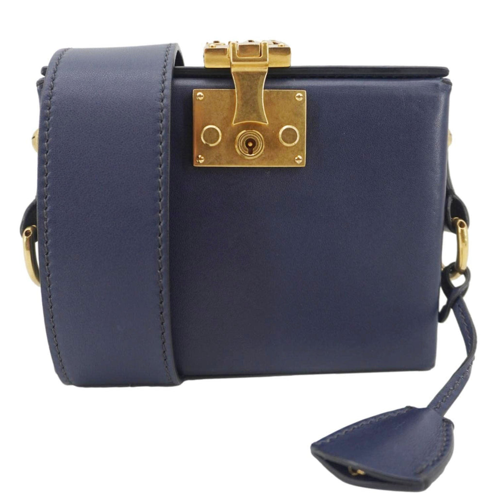 CHRISTIAN DIOR Dior Addict Lockbox Lambskin Leather Crossbody Bag Blue