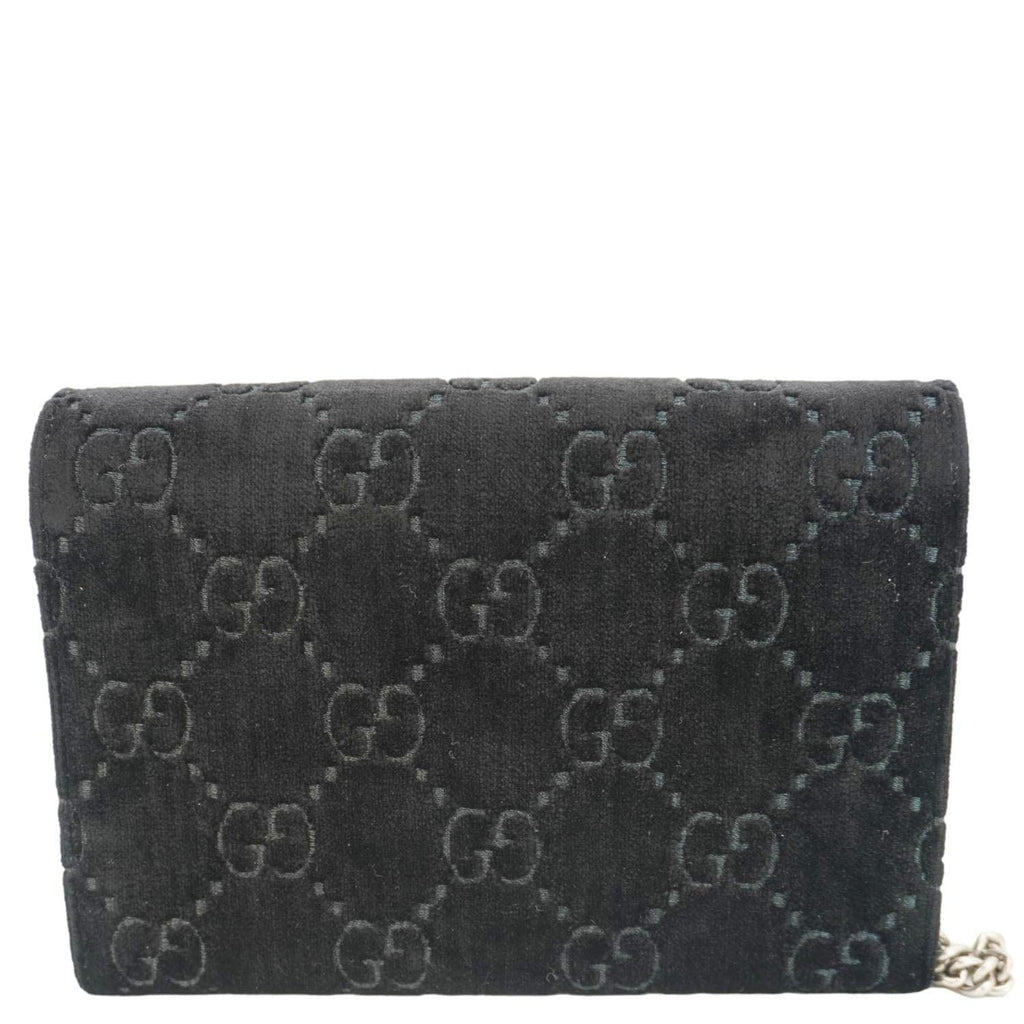 GUCCI Dionysus Mini Gucci Monogram Velvet Crossbody Bag Black 401231