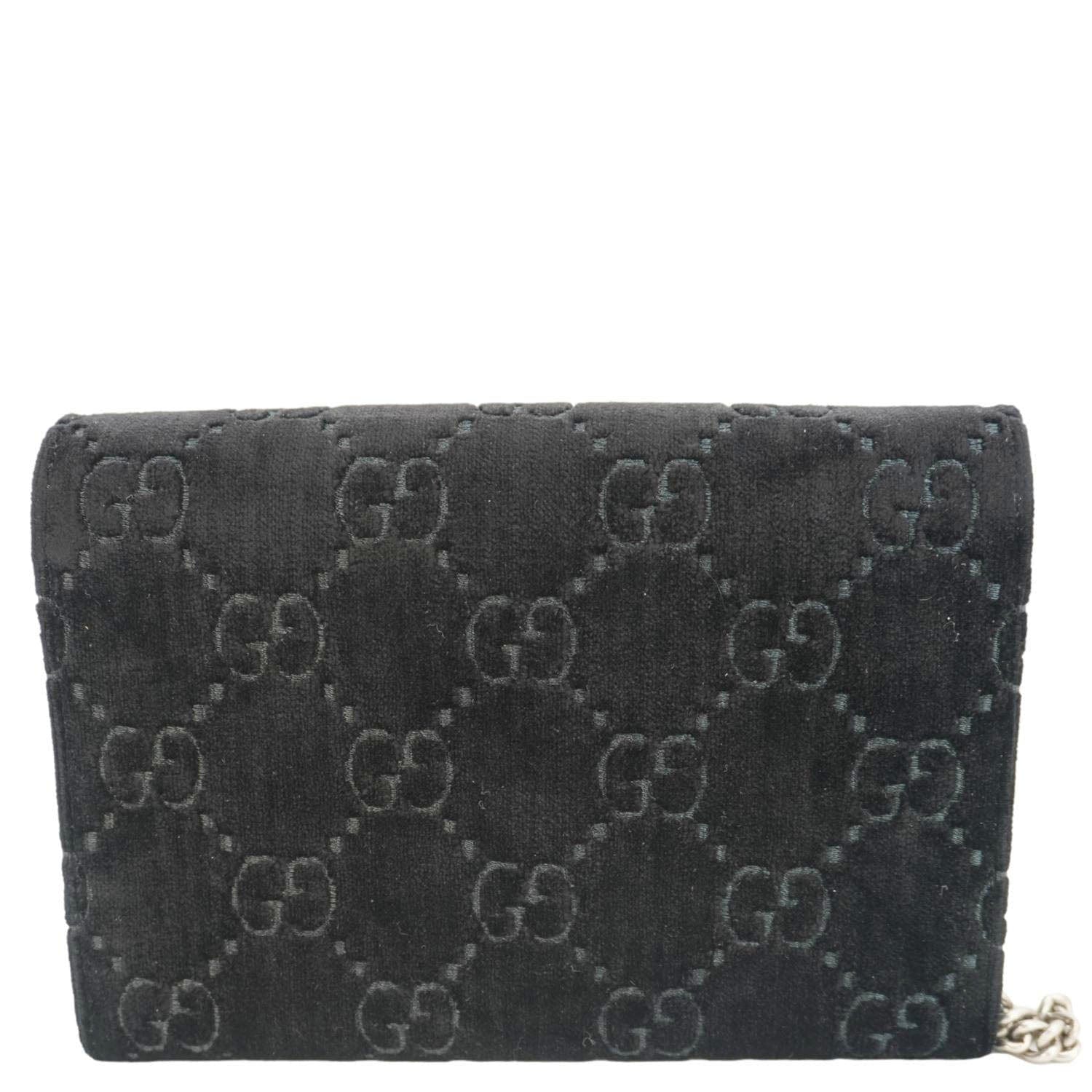 GUCCI Dionysus Mini Gucci Monogram Velvet Crossbody Bag Black 401231