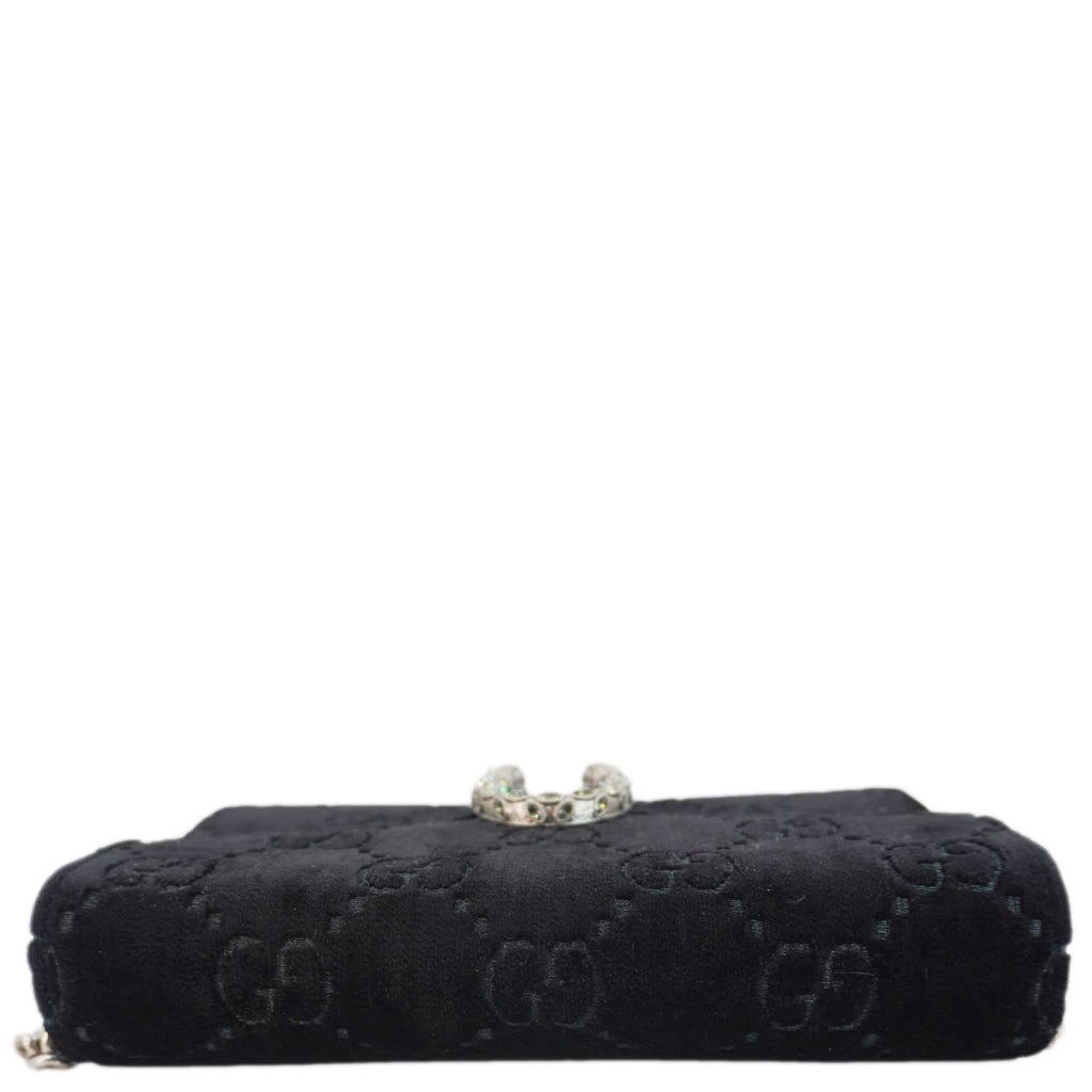 GUCCI Dionysus Mini Gucci Monogram Velvet Crossbody Bag Black 401231