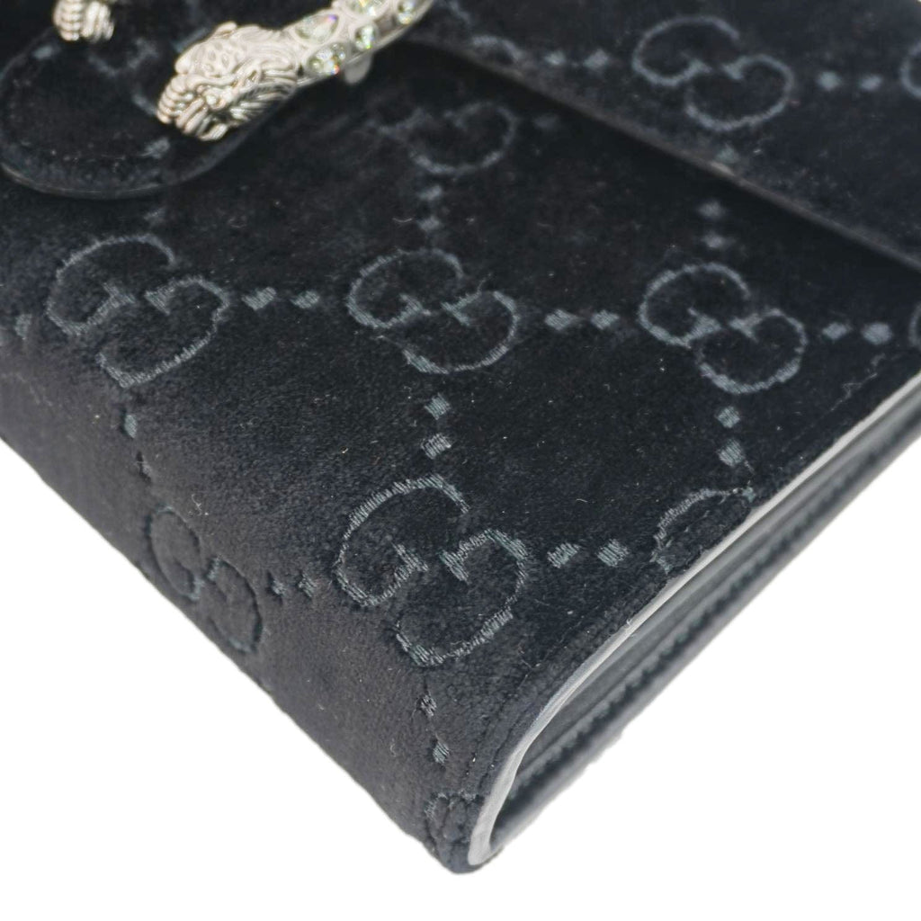 GUCCI Dionysus Mini Gucci Monogram Velvet Crossbody Bag Black 401231
