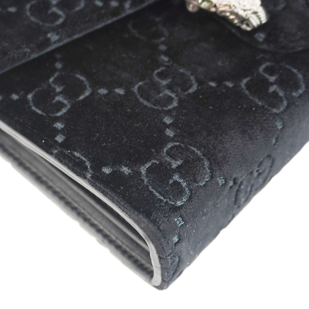 GUCCI Dionysus Mini Gucci Monogram Velvet Crossbody Bag Black 401231