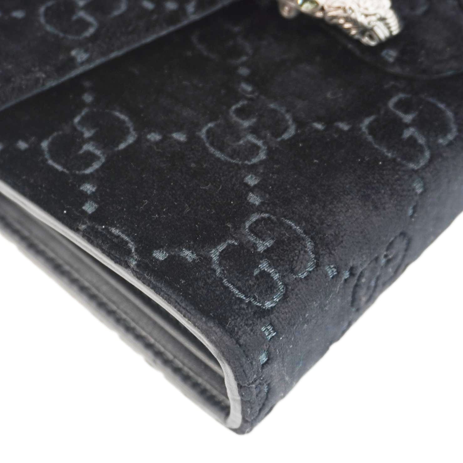 GUCCI Dionysus Mini Gucci Monogram Velvet Crossbody Bag Black 401231