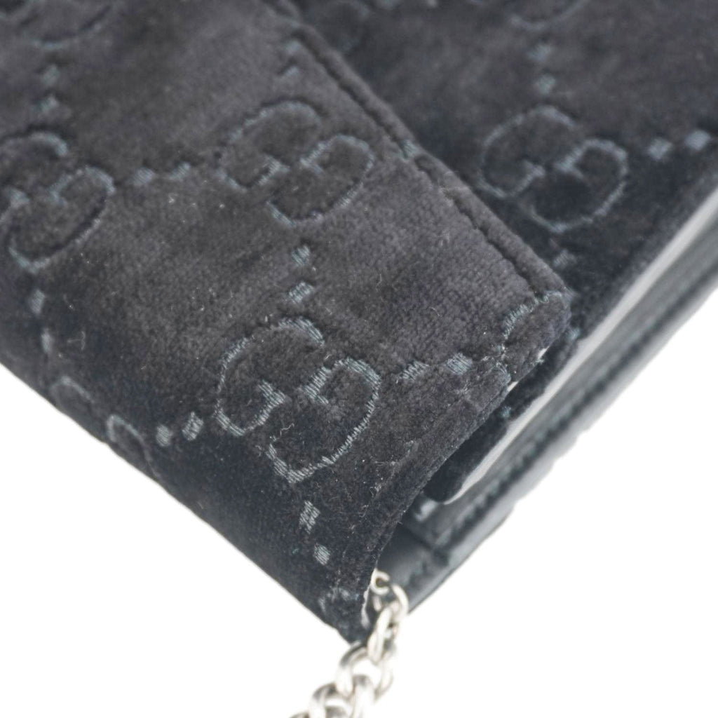 GUCCI Dionysus Mini Gucci Monogram Velvet Crossbody Bag Black 401231