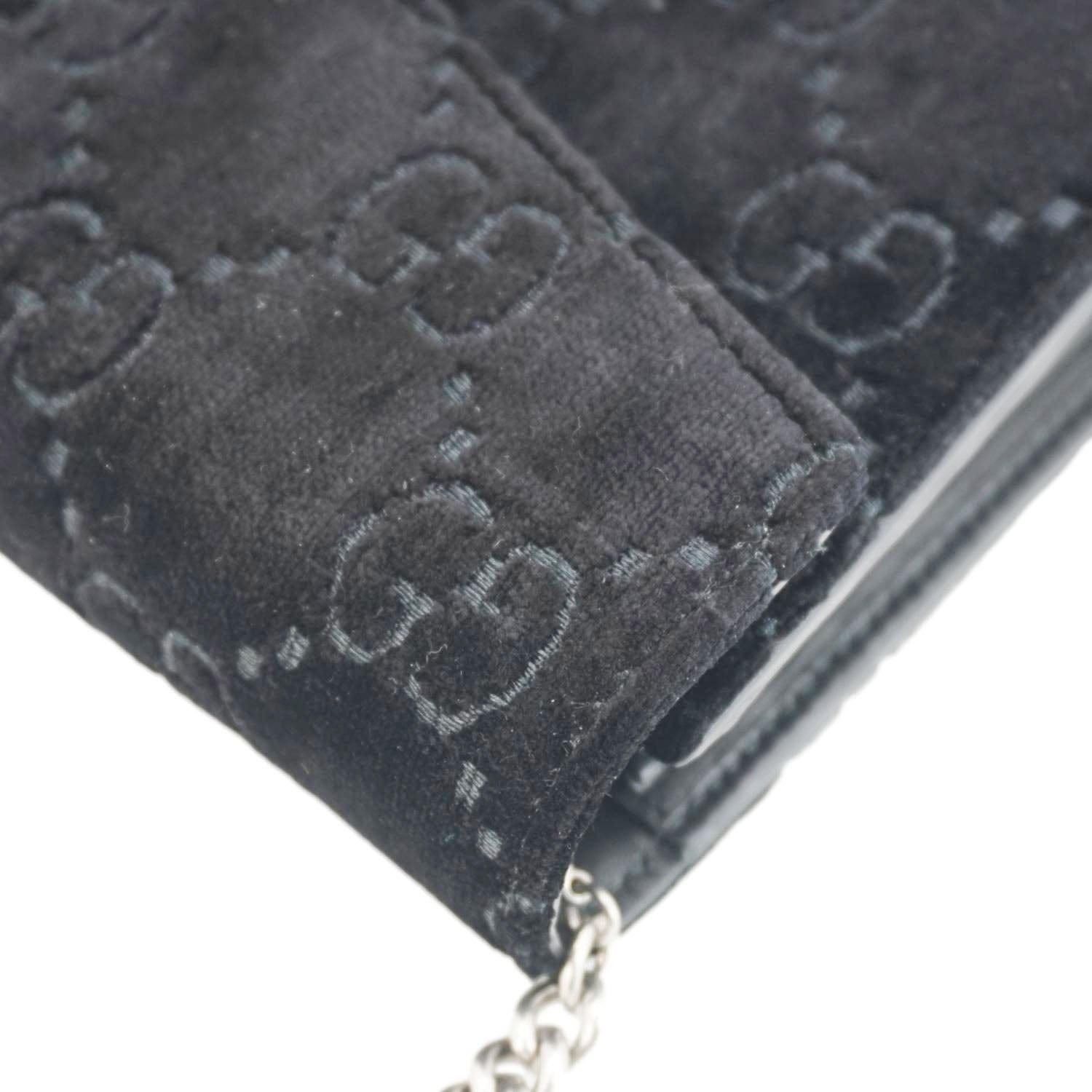 GUCCI Dionysus Mini Gucci Monogram Velvet Crossbody Bag Black 401231