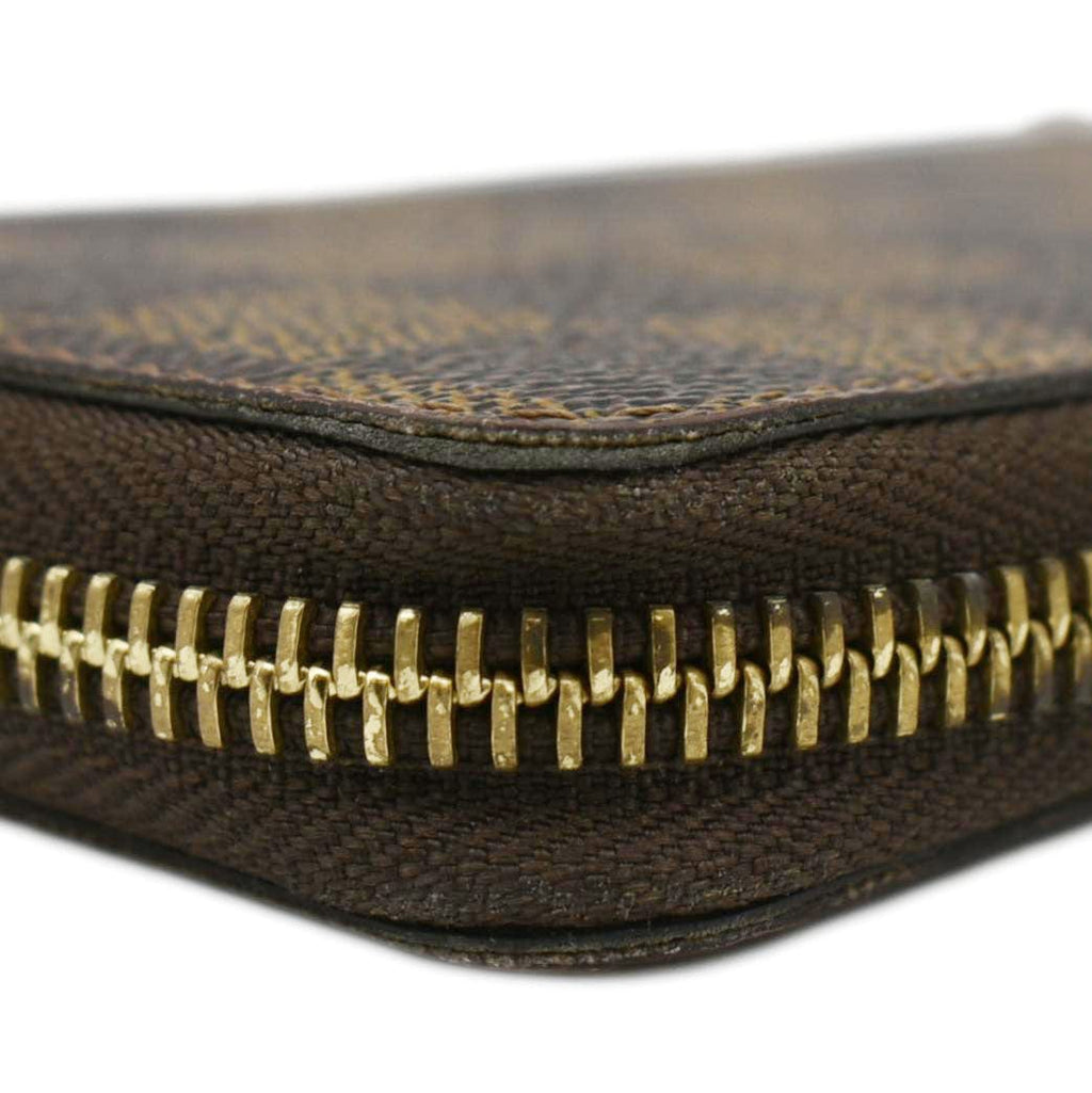 LOUIS VUITTON Clemence Damier Ebene Zippy Wallet Brown