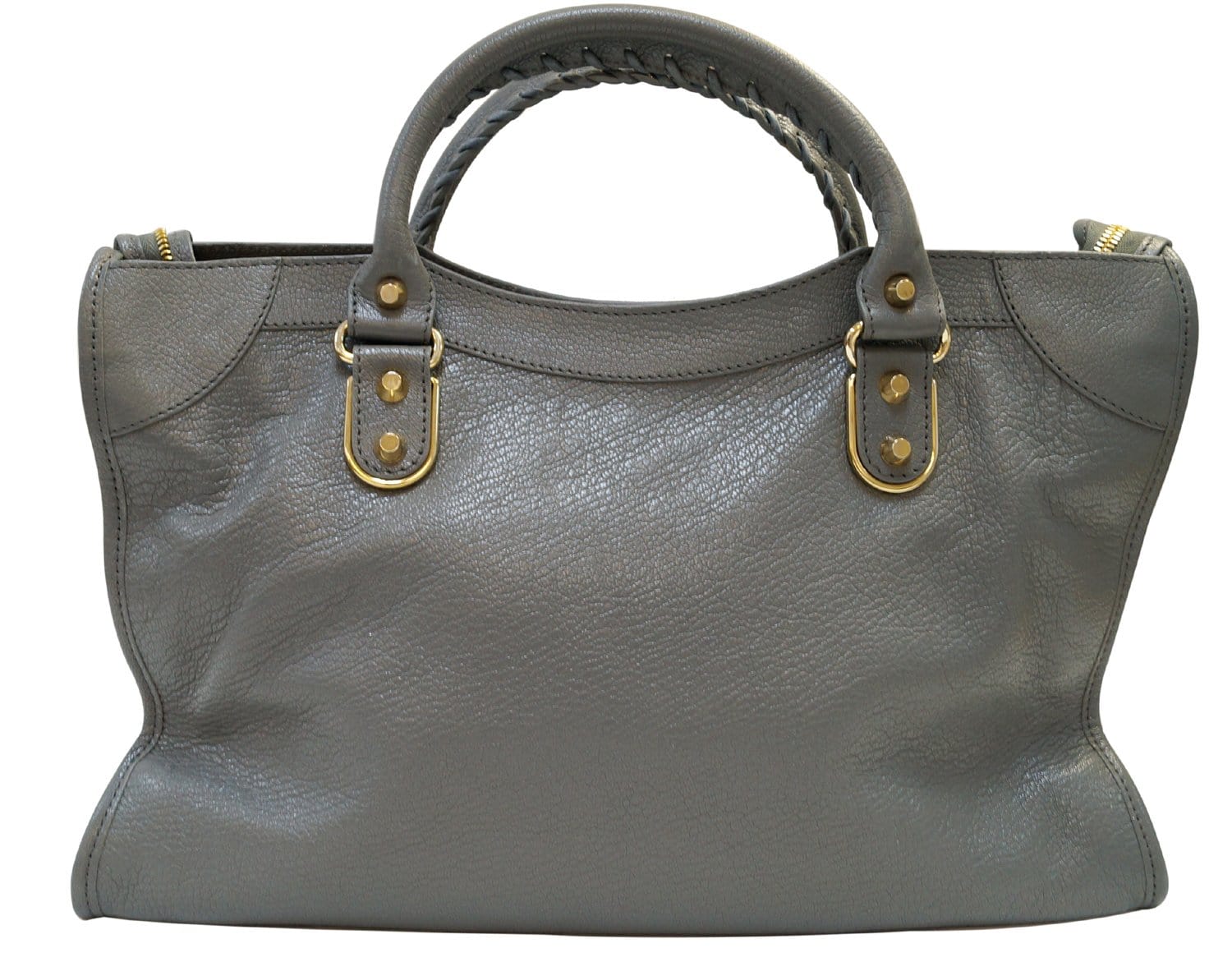 BALENCIAGA Grey Leather Metallic Edge City Shoulder Handbag