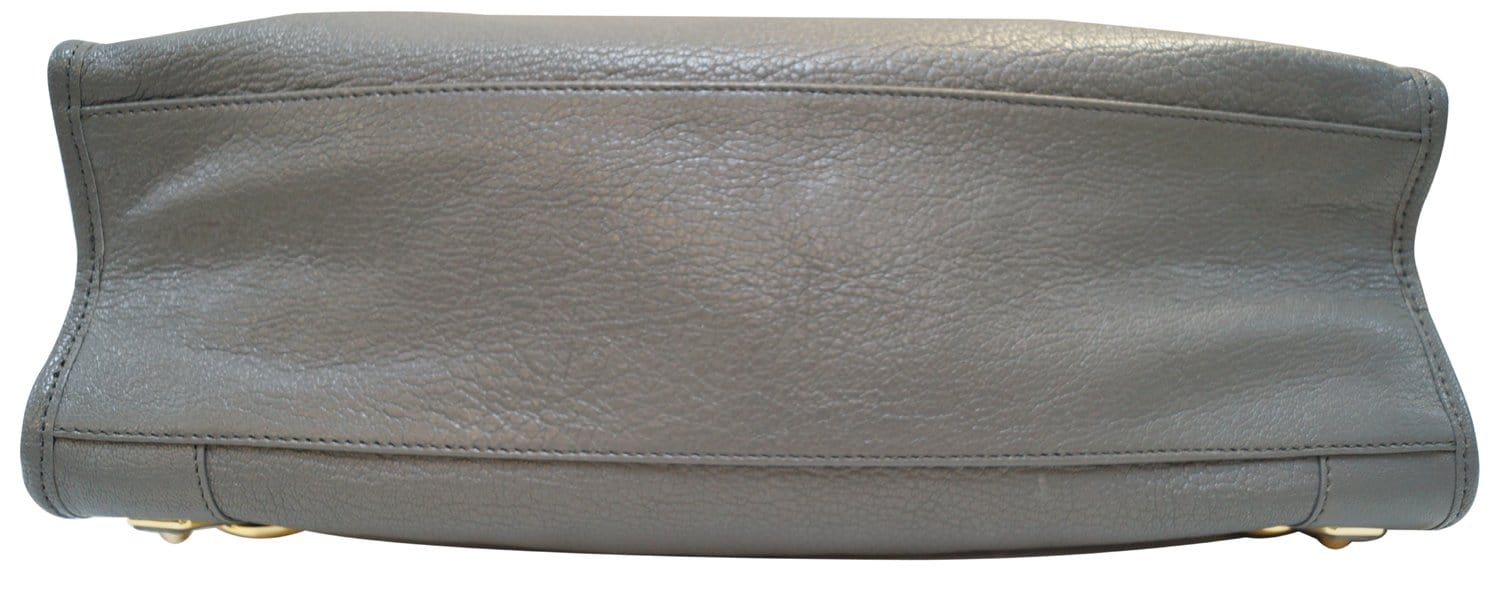 BALENCIAGA Grey Leather Metallic Edge City Shoulder Handbag